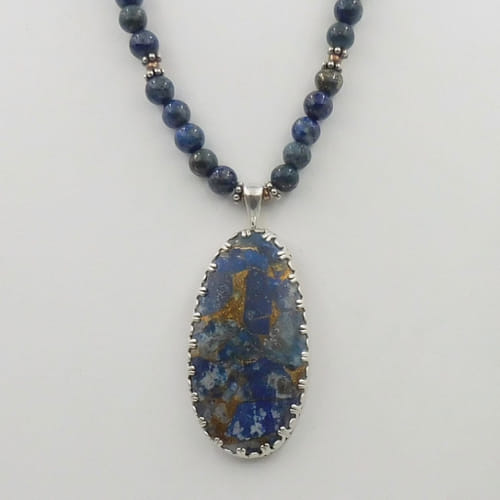 Click to view detail for DKC-1109 Pendant, lapis, bronze $225
